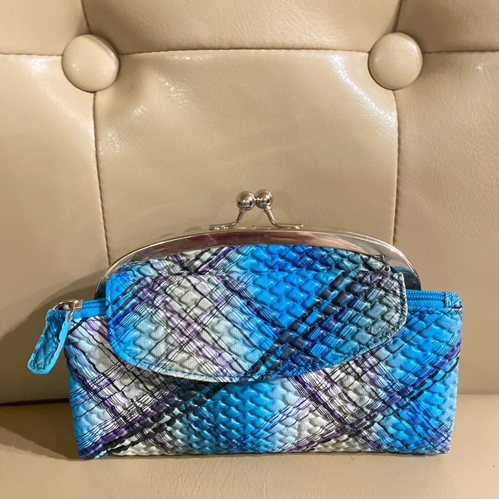 Cute blue plaid wallet